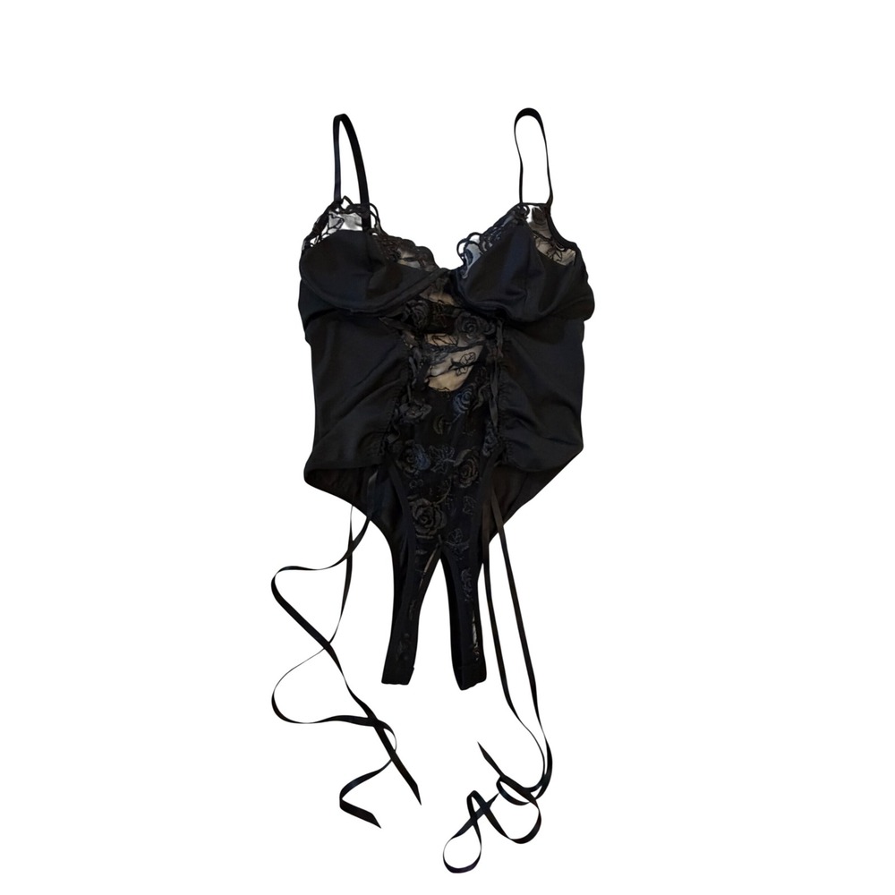 Avidlove Black Lace Teddy Bodysuit Underwire Floral Embroidery Lingerie Medium